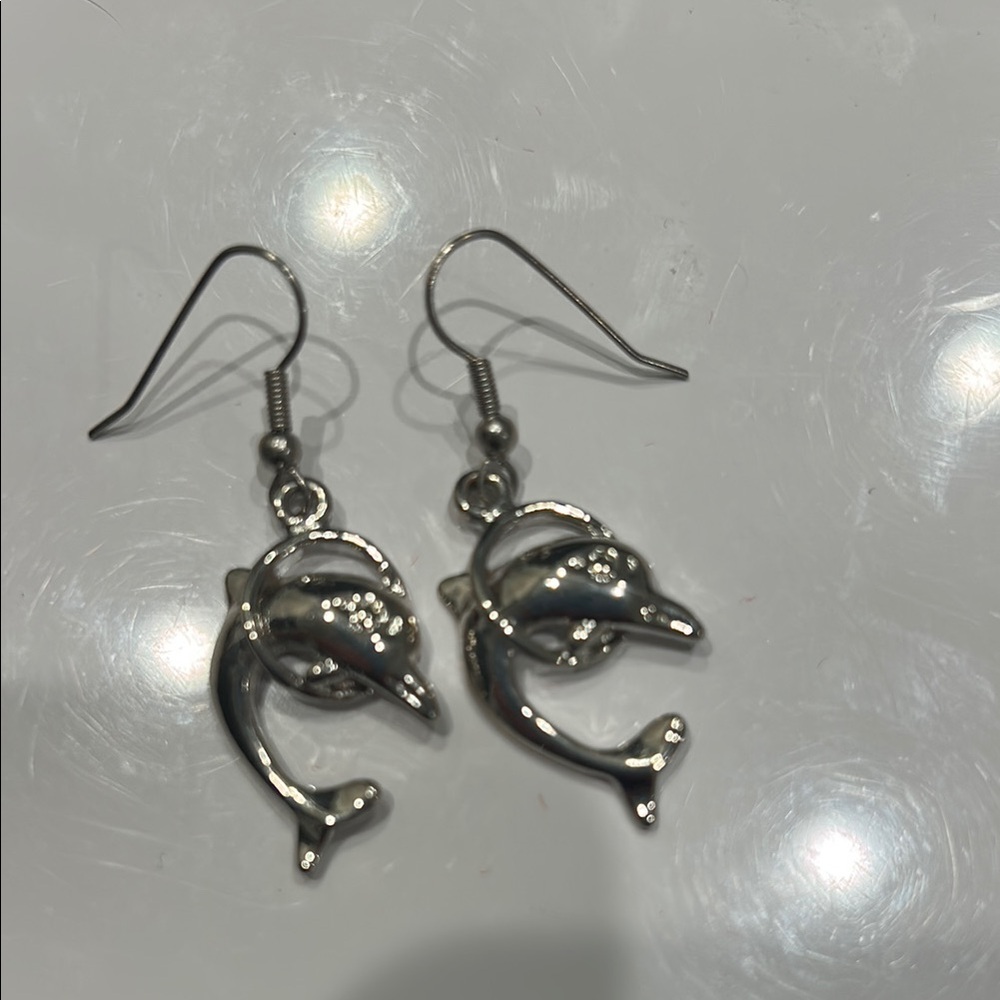 Silver Dolphin Earrings